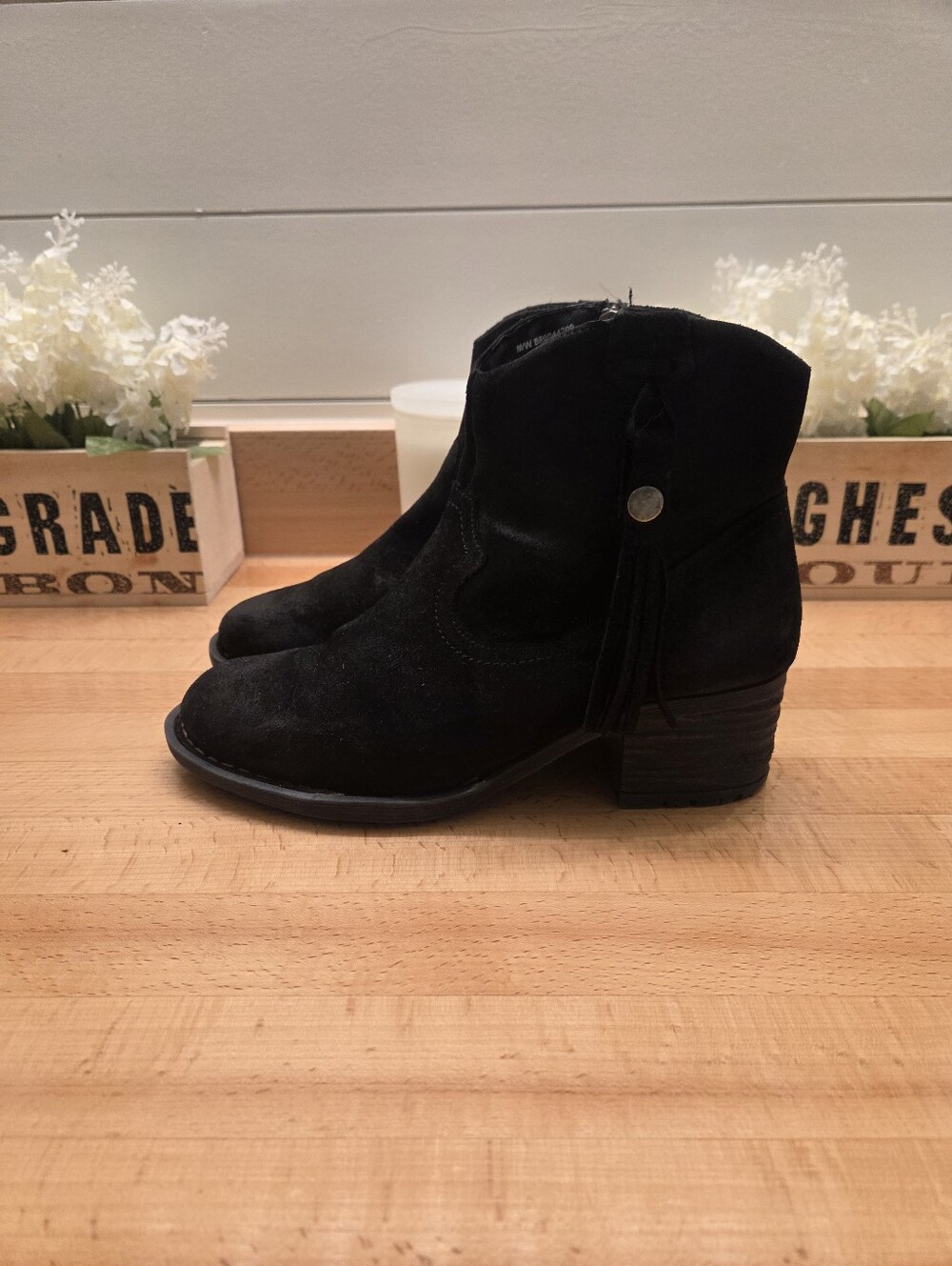 Born Alondra Black Suede Ankle Boots Women's Size 10 - Picture 3 of 10